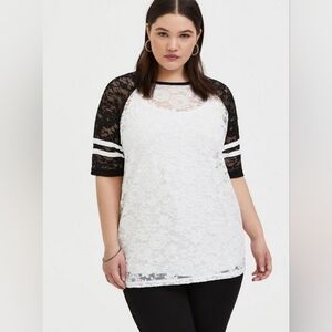 Black & White Lace Football Tee